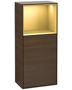 Villeroy und Boch Finion side cabinet F510HFGN 41.8x93.6x27cm, right, shelf above matt gold, walnut veneer