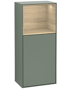 Villeroy und Boch Finion side cabinet F510PCGM 41.8x93.6x27cm, right, shelf above Oak Veneer , Olive Matt Lacquer