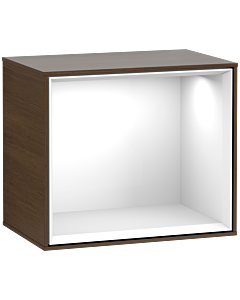Villeroy und Boch Finion Regalmodul F580GFGN 41,8x35,6x27cm, Regal Glossy White, Walnut veneer
