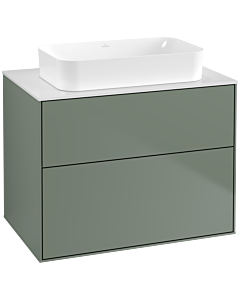 Villeroy und Boch Finion Waschtischunterschrank F63100GM 80x60,3x50,1mm, Glass White Matt, Olive Matt Lacquer
