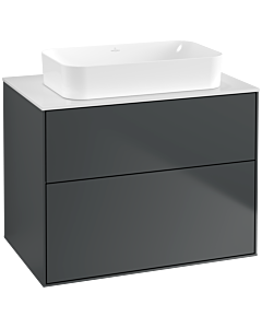 Villeroy und Boch Finion Waschtischunterschrank F63100HG 80x60,3x50,1mm, Glass White Matt, Midnight Blue Matt Lacquer