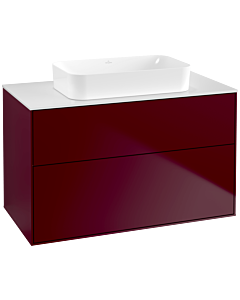 Villeroy und Boch Finion Waschtischunterschrank F64100HB 100x60,3x50,1mm, Glass White Matt, Peony Matt
