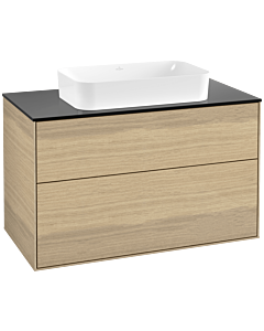 Villeroy und Boch Finion Villeroy und Boch F64200PC 100x60,3x50,1 mm, verre noir mat, Oak Veneer