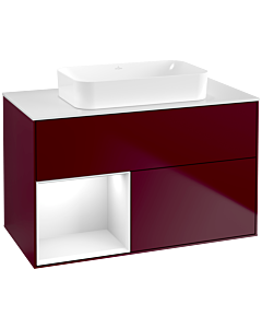 Villeroy und Boch Finion Villeroy und Boch F651GFHB 100x60.3x50.1cm, étagère à gauche Laque blanc brillant, Peony Matt