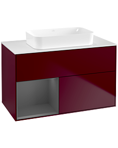Villeroy und Boch Finion Waschtischunterschrank F651GKHB 100x60,3x50,1cm, Regal links Anthracite matt, Peony Matt