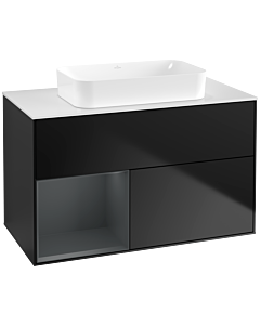 Villeroy und Boch Finion Villeroy und Boch F651HGPD 100x60.3x50.1cm, étagère à gauche Midnight Blue Matt Lacquer , laqué noir mat