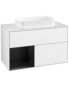 Villeroy und Boch Finion Villeroy und Boch Finion F651PDGF 100x60.3x50.1cm, shelf left black matt lacquer, glossy white lacquer