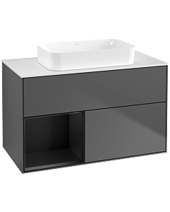Villeroy und Boch Finion Villeroy und Boch Finion F651PDGK 100x60.3x50.1cm, shelf left black matt lacquer, anthracite matt