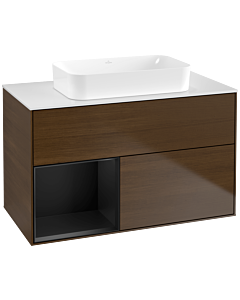 Villeroy und Boch Finion Villeroy und Boch Finion F651PDGN 100x60.3x50.1cm, shelf left black matt lacquer, walnut veneer