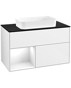Villeroy und Boch Finion Villeroy und Boch F652GFGF 100x60.3x50.1cm, étagère gauche laqué blanc brillant, laqué blanc brillant