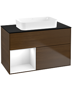 Villeroy und Boch Finion Villeroy und Boch Finion F652GFGN 100x60.3x50.1cm, shelf left glossy white lacquer, walnut veneer