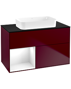 Villeroy und Boch Finion Villeroy und Boch F652GFHB 100x60.3x50.1cm, étagère à gauche Laque blanc brillant, Peony Matt