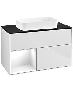 Villeroy und Boch Finion Villeroy und Boch Finion F652GFMT 100x60.3x50.1cm, shelf left glossy white lacquer, white matt lacquer