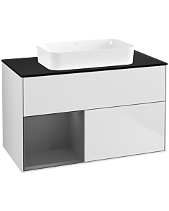 Villeroy und Boch Finion Waschtischunterschrank F652GKMT 100x60,3x50,1cm, Regal links Anthracite matt, White matt lacquer