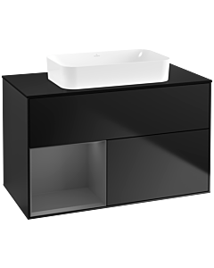 Villeroy und Boch Finion Villeroy und Boch F652GKPD 100x60.3x50.1cm, étagère à gauche anthracite mat, laqué noir mat