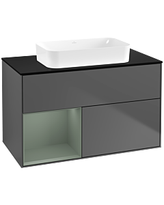 Villeroy und Boch Finion Villeroy und Boch F652GMGK 100x60.3x50.1cm, étagère à gauche Olive Matt Lacquer , anthracite mat
