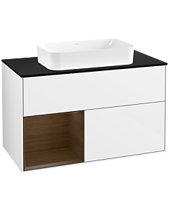Villeroy und Boch Finion Villeroy und Boch Finion F652GNGF 100x60.3x50.1cm, shelf left walnut veneer, glossy white lacquer