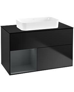 Villeroy und Boch Finion Villeroy und Boch F652HGPD 100x60.3x50.1cm, étagère à gauche Midnight Blue Matt Lacquer , laqué noir mat