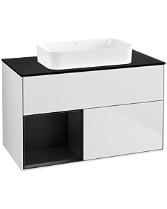 Villeroy und Boch Finion Villeroy und Boch Finion F652PDMT 100x60.3x50.1cm, shelf left black matt lacquer, white matt lacquer