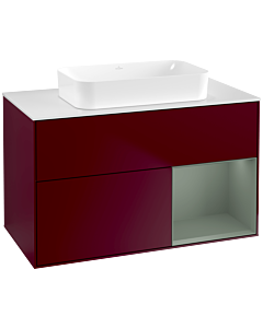 Villeroy und Boch Finion Villeroy und Boch F661GMHB 100x60.3x50.1cm, étagère à droite Olive Matt Lacquer , Peony Matt