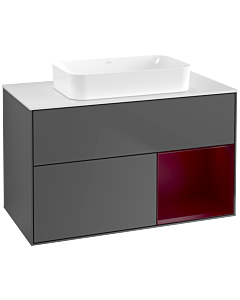 Villeroy und Boch Finion Villeroy und Boch F661HBGK 100x60.3x50.1cm, étagère à droite Peony , anthracite mat