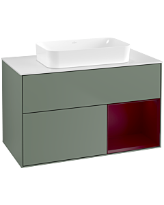 Villeroy und Boch Finion Villeroy und Boch F661HBGM 100x60.3x50.1cm, étagère à droite Peony , Olive Matt Lacquer