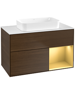 Villeroy und Boch Finion Villeroy und Boch Finion F661HFGN 100x60.3x50.1cm, shelf on the right matt gold, walnut veneer