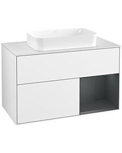 Villeroy und Boch Finion Villeroy und Boch F661HGGF 100x60.3x50.1cm, étagère à droite Midnight Blue Matt Lacquer , laqué blanc brillant