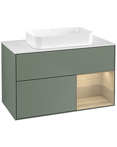 Villeroy und Boch Finion Villeroy und Boch F661PCGM 100x60.3x50.1cm, étagère à droite Oak Veneer , Olive Matt Lacquer