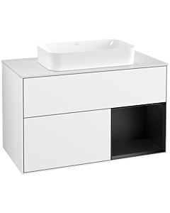 Villeroy und Boch Finion Villeroy und Boch F661PDGF 100x60.3x50.1cm, étagère à droite laqué noir mat, laqué blanc brillant