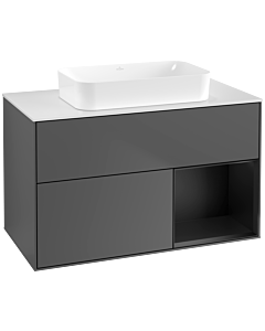 Villeroy und Boch Finion Villeroy und Boch Finion F661PDGK 100x60.3x50.1cm, shelf on the right black matt lacquer, anthracite matt