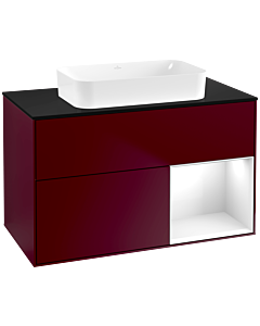 Villeroy und Boch Finion Waschtischunterschrank F662GFHB 100x60,3x50,1cm, Regal rechts Glossy white lacquer, Peony Matt