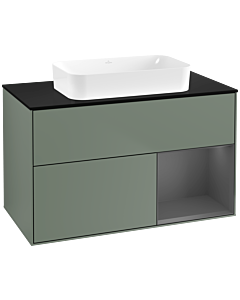 Villeroy und Boch Finion Villeroy und Boch F662GKGM 100x60,3x50,1cm, étagère droite anthracite mat, Olive Matt Lacquer