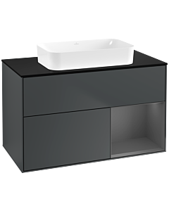 Villeroy und Boch Finion Waschtischunterschrank F662GKHG 100x60,3x50,1cm, Regal rechts Anthracite matt, Midnight Blue Matt Lacquer