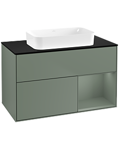Villeroy und Boch Finion Villeroy und Boch F662GMGM 100x60.3x50.1cm, étagère à droite Olive Matt Lacquer , Olive Matt Lacquer