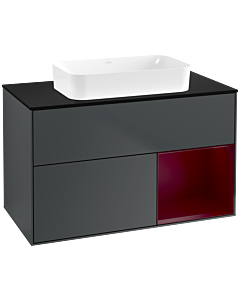 Villeroy und Boch Finion Waschtischunterschrank F662HBHG 100x60,3x50,1cm, Regal rechts Peony, Midnight Blue Matt Lacquer