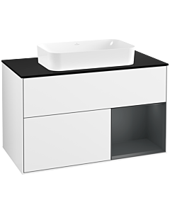 Villeroy und Boch Finion Waschtischunterschrank F662HGGF 100x60,3x50,1cm, Regal rechts Midnight Blue Matt Lacquer, Glossy white lacquer
