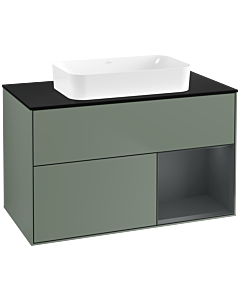 Villeroy und Boch Finion Waschtischunterschrank F662HGGM 100x60,3x50,1cm, Regal rechts Midnight Blue Matt Lacquer, Olive Matt Lacquer