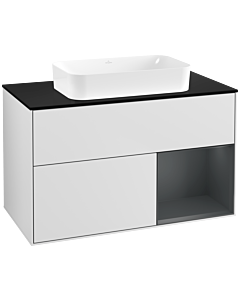 Villeroy und Boch Finion Waschtischunterschrank F662HGMT 100x60,3x50,1cm, Regal rechts Midnight Blue Matt Lacquer, White matt lacquer