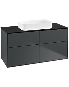 Villeroy und Boch Finion Waschtischunterschrank F67200HG 120x60,3x50,1cm, Glass Black Matt, Midnight Blue Matt Lacquer