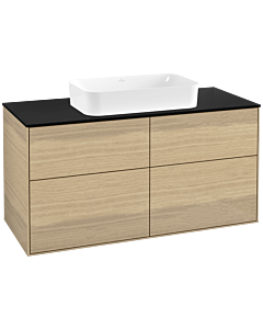 Villeroy und Boch Finion Waschtischunterschrank F67200PC 120x60,3x50,1cm, Glass Black Matt, Oak Veneer