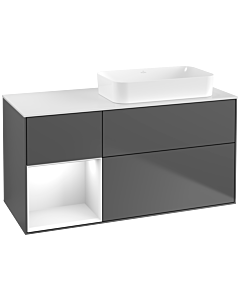 Villeroy und Boch Finion Villeroy und Boch Finion F681GFGK 120x60.3x50.1cm, shelf left Glossy white lacquer, anthracite matt