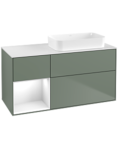 Villeroy und Boch Finion Villeroy und Boch Finion F681GFGM 120x60.3x50.1cm, shelf left Glossy white lacquer, Olive Matt Lacquer