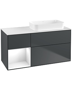 Villeroy und Boch Finion Waschtischunterschrank F681GFHG 120x60,3x50,1cm, Regal links Glossy white lacquer, Midnight Blue Matt Lacquer