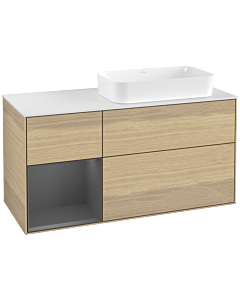 Villeroy und Boch Finion Waschtischunterschrank F681GKPC 120x60,3x50,1cm, Regal links Anthracite matt, Oak Veneer