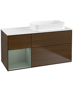 Villeroy und Boch Finion Villeroy und Boch F681GMGN 120x60.3x50.1cm, étagère à gauche Olive Matt Lacquer , placage Olive Matt Lacquer
