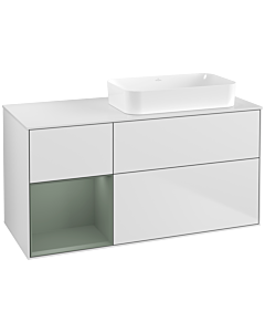 Villeroy und Boch Finion Villeroy und Boch F681GMMT 120x60,3x50,1cm, étagère gauche Olive Matt Lacquer , laqué blanc mat