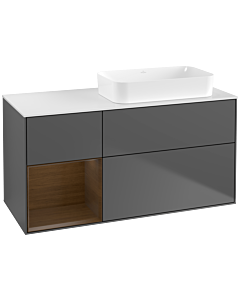 Villeroy und Boch Finion Villeroy und Boch F681GNGK 120x60.3x50.1cm, étagère gauche placage noyer, anthracite mat