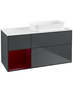 Villeroy und Boch Finion Waschtischunterschrank F681HBHG 120x60,3x50,1cm, Regal links Peony, Midnight Blue Matt Lacquer