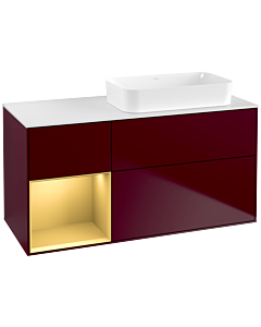 Villeroy und Boch Finion Waschtischunterschrank F681HFHB 120x60,3x50,1cm, Regal links Gold matt, Peony Matt